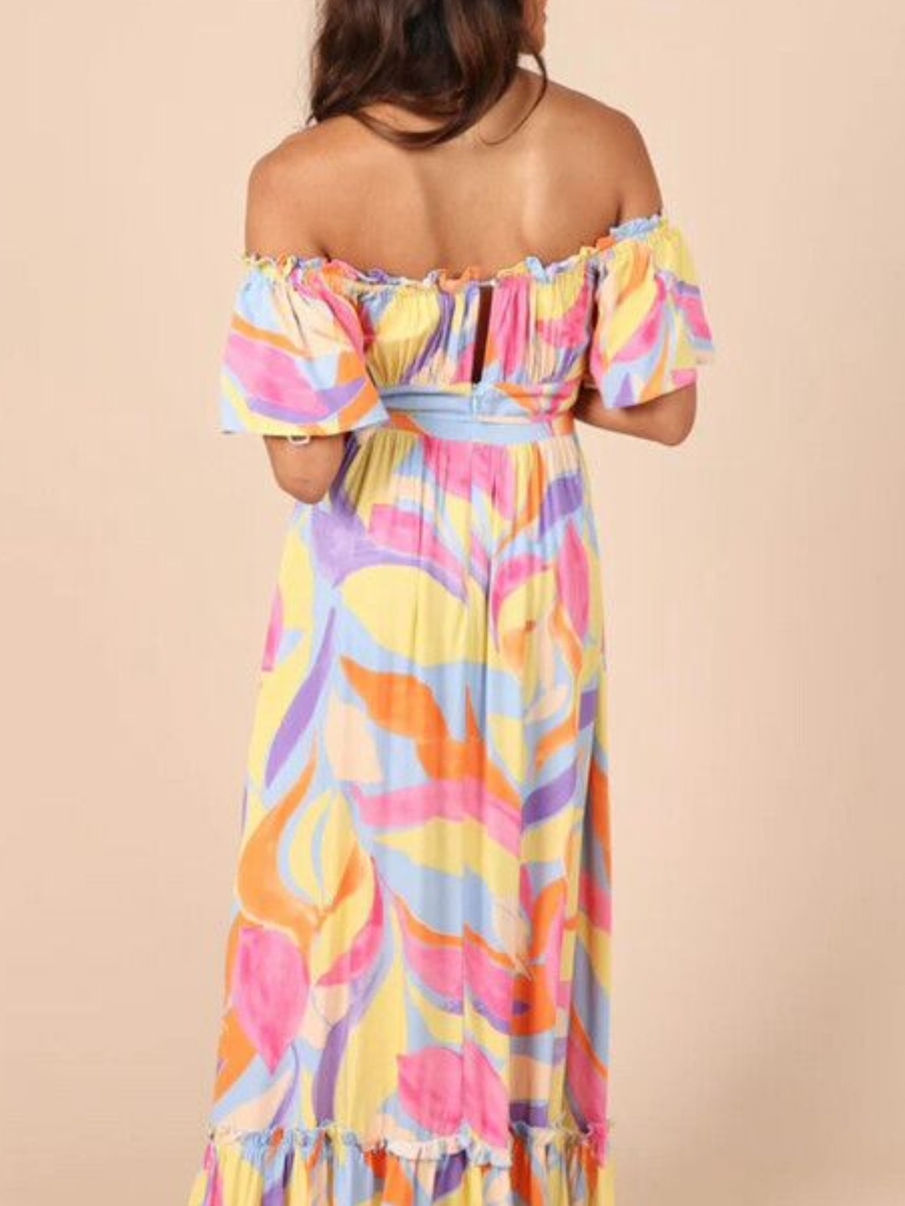 Petal & Pup Pastel Multi Off-Shoulder Maxi Dress